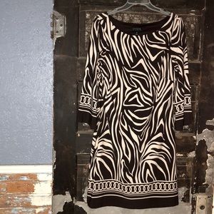 Enfocus Studio Brown and White Zebra Pattern Dress